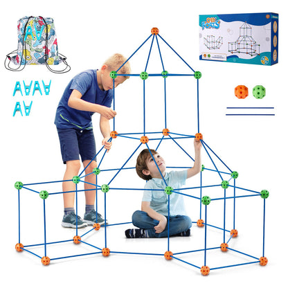 VEVOR Fort Building Kit for Kids, 120PCS STEM Building Toys, Educational Gift for 4 5 6 7 8+ Year Old Boys & Girls, Indoor Outdoor Play Tent Builder Set Construction Toys with 80 Rods and 40 Balls - BLJZTJCZK1200B4AEV0 - view 10