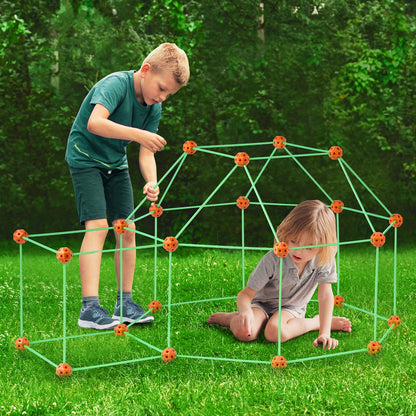 VEVOR Fort Building Kit for Kids, 140PCS Glow in The Dark STEM Building Toys, Educational Gift for 4 5 6 7 8+ Year Old Boys & Girls Indoor Outdoor Play Tent Construction Toys with 96 Rods and 44 Balls - BLJZTJCZK1401BKE9V0 - view 9