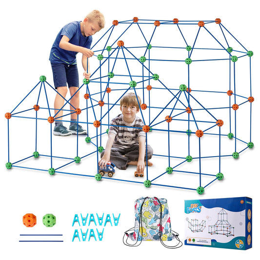 VEVOR Fort Building Kit for Kids, 180PCS STEM Building Toys, Educational Gift for 4 5 6 7 8+ Year Old Boys & Girls, Indoor Outdoor Play Tent Builder Set Construction Toys with 120 Rods and 60 Balls - BLJZTJCZK180M0O56V0 - view 1
