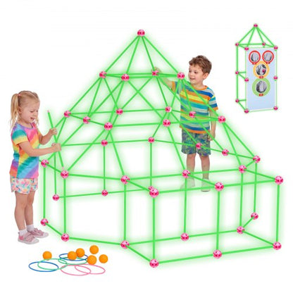 VEVOR Glow-in-the-Dark Fort Building Kit for Kids, 140PCS STEM Builder Toys, for 4 5 6 7 8+ Year Old Boys Girls, Upgraded Balls, Ring & Ball Toss, Educational Activity Indoor Outdoor Play, Storage Bag - BLJZTJCZKSL112RJ0001V0 - view 2