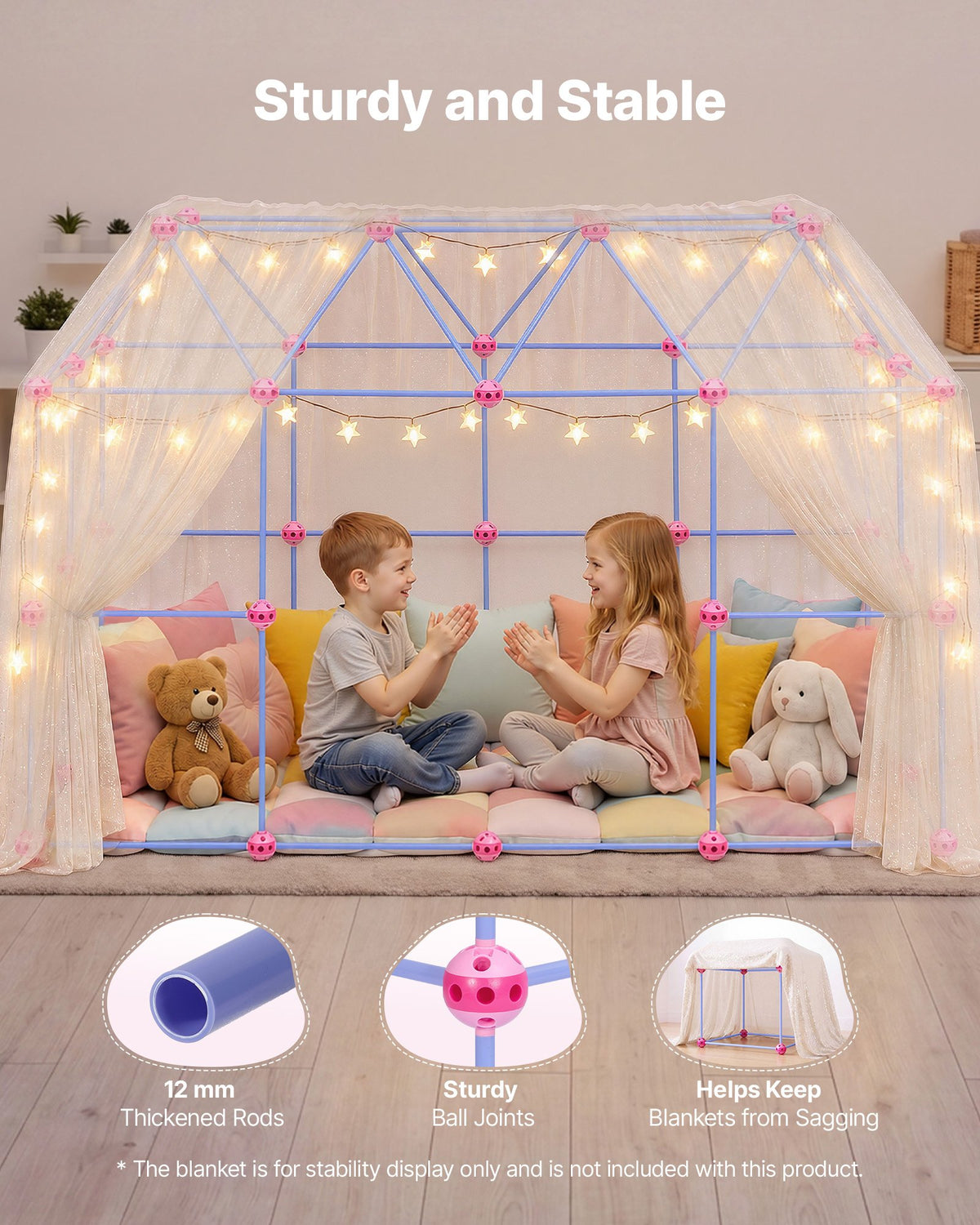 VEVOR Fort Building Kit for Kids, 140 PCS Creative STEM Construction Toys, for 4 5 6 7 8+ Year Old Boys Girls, Upgraded Balls, Ring & Ball Toss, Educational Activity, Indoor Outdoor Play, Storage Bag - BLJZTJCZKSL13G69M001V0 - view 5