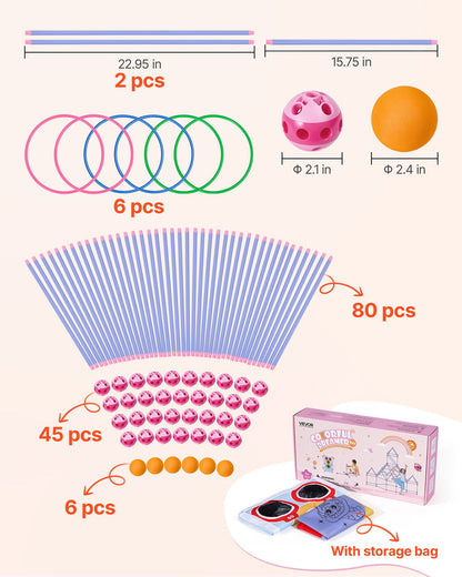VEVOR Fort Building Kit for Kids, 140 PCS Creative STEM Construction Toys, for 4 5 6 7 8+ Year Old Boys Girls, Upgraded Balls, Ring & Ball Toss, Educational Activity, Indoor Outdoor Play, Storage Bag - BLJZTJCZKSL13G69M001V0 - view 8