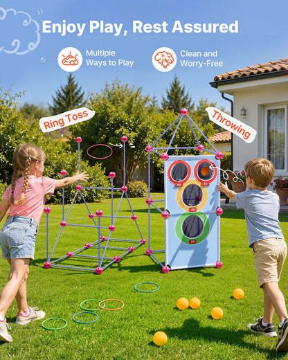 VEVOR Fort Building Kit for Kids, 180 PCS Creative STEM Construction Toys, for 4 5 6 7 8+ Year Old Boys Girls, Upgraded Balls, Ring & Ball Toss, Educational Activity, Indoor Outdoor Play, Storage Bag - BLJZTJCZKSL14PRJA001V0 - view 3