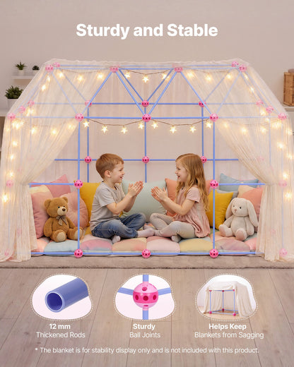 VEVOR Fort Building Kit for Kids, 180 PCS Creative STEM Construction Toys, for 4 5 6 7 8+ Year Old Boys Girls, Upgraded Balls, Ring & Ball Toss, Educational Activity, Indoor Outdoor Play, Storage Bag - BLJZTJCZKSL14PRJA001V0 - view 5