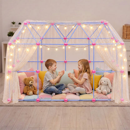 VEVOR Fort Building Kit for Kids, 180 PCS Creative STEM Construction Toys, for 4 5 6 7 8+ Year Old Boys Girls, Upgraded Balls, Ring & Ball Toss, Educational Activity, Indoor Outdoor Play, Storage Bag - BLJZTJCZKSL14PRJA001V0 - view 9