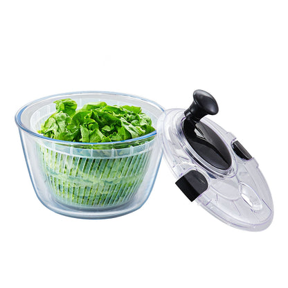 VEVOR Glass Salad Spinner, 4.75Qt, One-handed Easy Press Large Vegetable Dryer Washer, Lettuce Cleaner and Dryer with High Borosilicate Glass Bowl Lid, for Greens, Herbs, Berries, Fruits, No BPA - BLKSLXZQGPGBJT2TKV0 - view 10