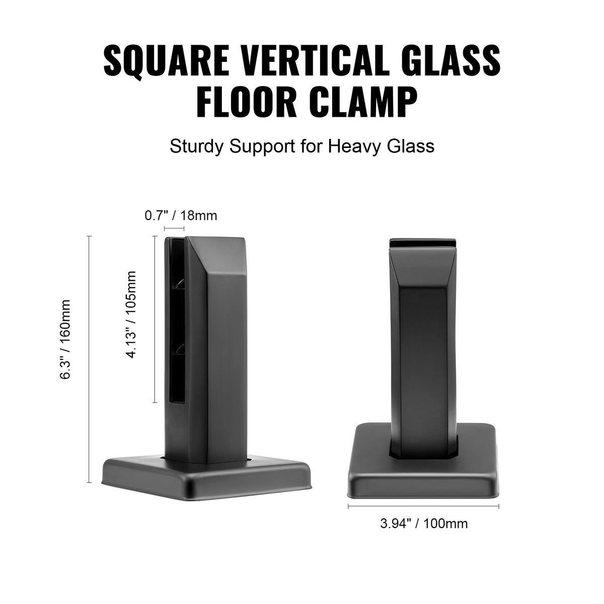 VEVOR Glass Clamp, 4 PCS Square Glass Railing Bracket for 0.31 "-0.47 " Tempered Glass, 304 Stainless Steel Glass Mounting Clamp, 0.12” Thick Glass Shelf Bracket for Balcony, Garden, Deck, Stair - BLLGJHSFXPT4A6L9GV0 - view 6