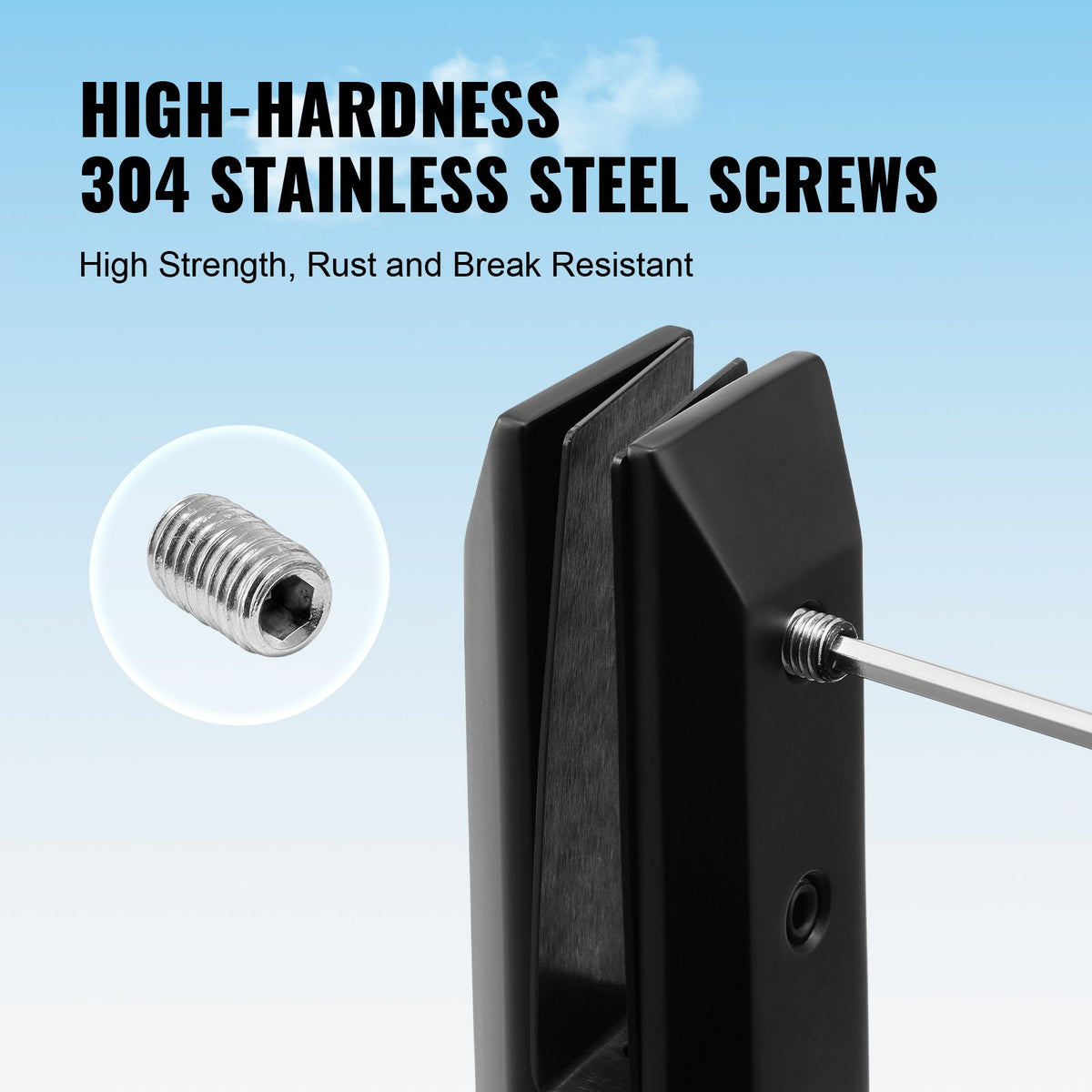VEVOR Glass Clamp, 4 PCS Square Glass Railing Bracket for 0.31 "-0.47 " Tempered Glass, 304 Stainless Steel Glass Mounting Clamp, 0.12” Thick Glass Shelf Bracket for Balcony, Garden, Deck, Stair - BLLGJHSFXPT4A6L9GV0 - view 7