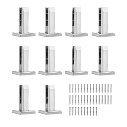 VEVOR Glass Clamp, 10 PCS Square Glass Railing Bracket for 0.31 "-0.47 " Tempered Glass, 304 Stainless Steel Glass Mounting Clamp, 0.12” Thick Glass Shelf Bracket for Balcony, Garden, Stair, Silver - BLLGJYSFXLS1T8ECRV0 - view 1
