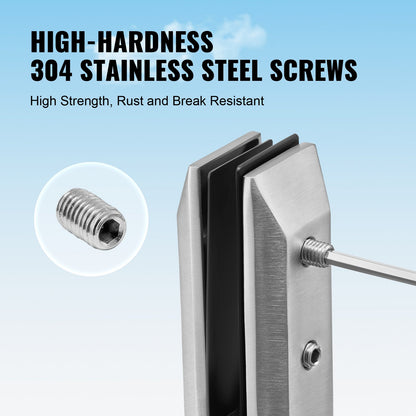 VEVOR Glass Clamp, 10 PCS Square Glass Railing Bracket for 0.31 "-0.47 " Tempered Glass, 304 Stainless Steel Glass Mounting Clamp, 0.12” Thick Glass Shelf Bracket for Balcony, Garden, Stair, Silver - BLLGJYSFXLS1T8ECRV0 - view 7