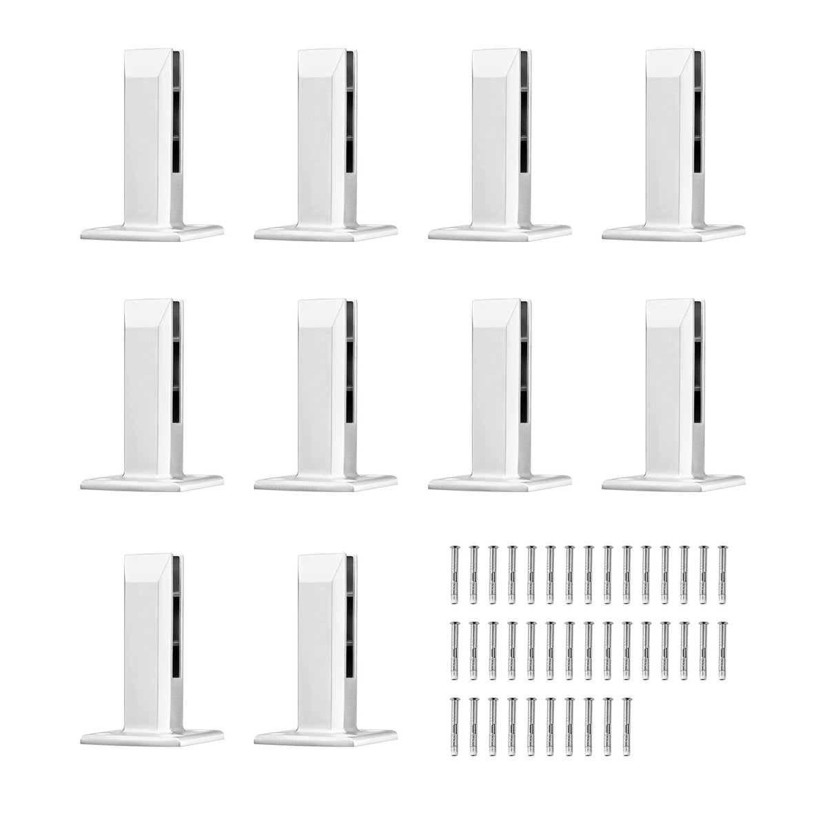 VEVOR Glass Clamp, 10 PCS Square Glass Railing Bracket for 0.31 "-0.47 " Tempered Glass, 304 Stainless Steel Glass Mounting Clamp, 0.12” Thick Glass Shelf Bracket for Balcony, Garden, Stair, Silver - BLLGJYSFXLS1T8ECRV0 - view 10
