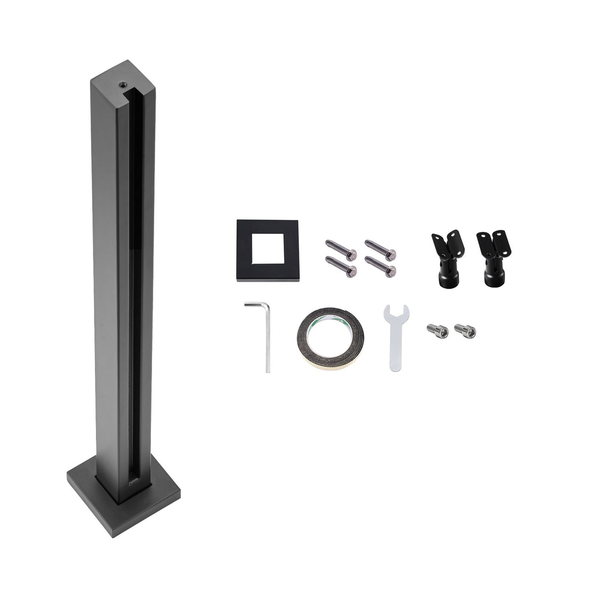 VEVOR Glass Clamp, 35.83" Height Glass Railing Bracket for 0.39 "-0.47 " Thickness Tempered Glass, 304 Stainless Steel Glass Mounting Clamp, Glass Shelf Bracket for Balcony, Garden, Deck, Stair, Black - BLLGZHS85CM17TL07V0 - view 10