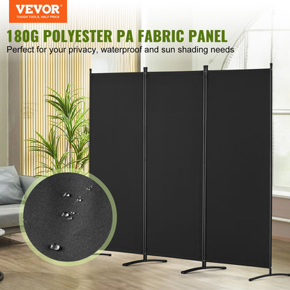 VEVOR Room Divider, 3 Panel Room Dividers and Folding Privacy Screens, Fabric Partition Room Dividers for Office, Bedroom, Dining Room, Study, Freestanding, Black - BLPF10271INC0V93EV0 - view 3
