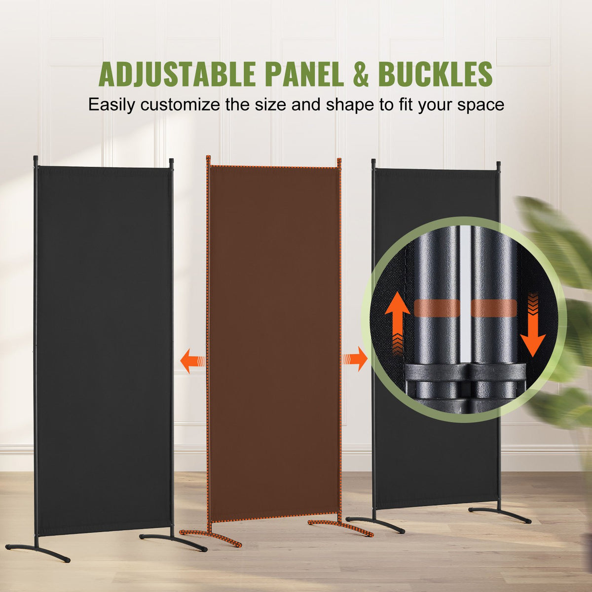 VEVOR Room Divider, 3 Panel Room Dividers and Folding Privacy Screens, Fabric Partition Room Dividers for Office, Bedroom, Dining Room, Study, Freestanding, Black - BLPF10271INC0V93EV0 - view 5