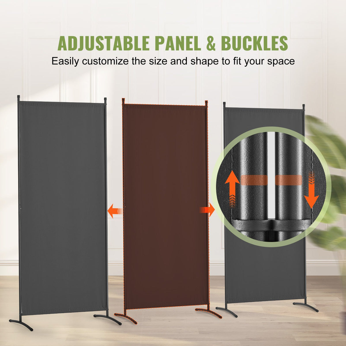VEVOR Room Divider, 3 Panel Room Dividers and Folding Privacy Screens, Fabric Partition Room Dividers for Office, Bedroom, Dining Room, Study, Freestanding, Gray - BLPF102X71IN5VRY6V0 - view 5