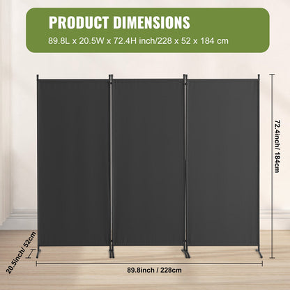 VEVOR Room Divider, 3 Panel Room Dividers and Folding Privacy Screens, Fabric Partition Room Dividers for Office, Bedroom, Dining Room, Study, Freestanding, Gray - BLPF102X71IN5VRY6V0 - view 8