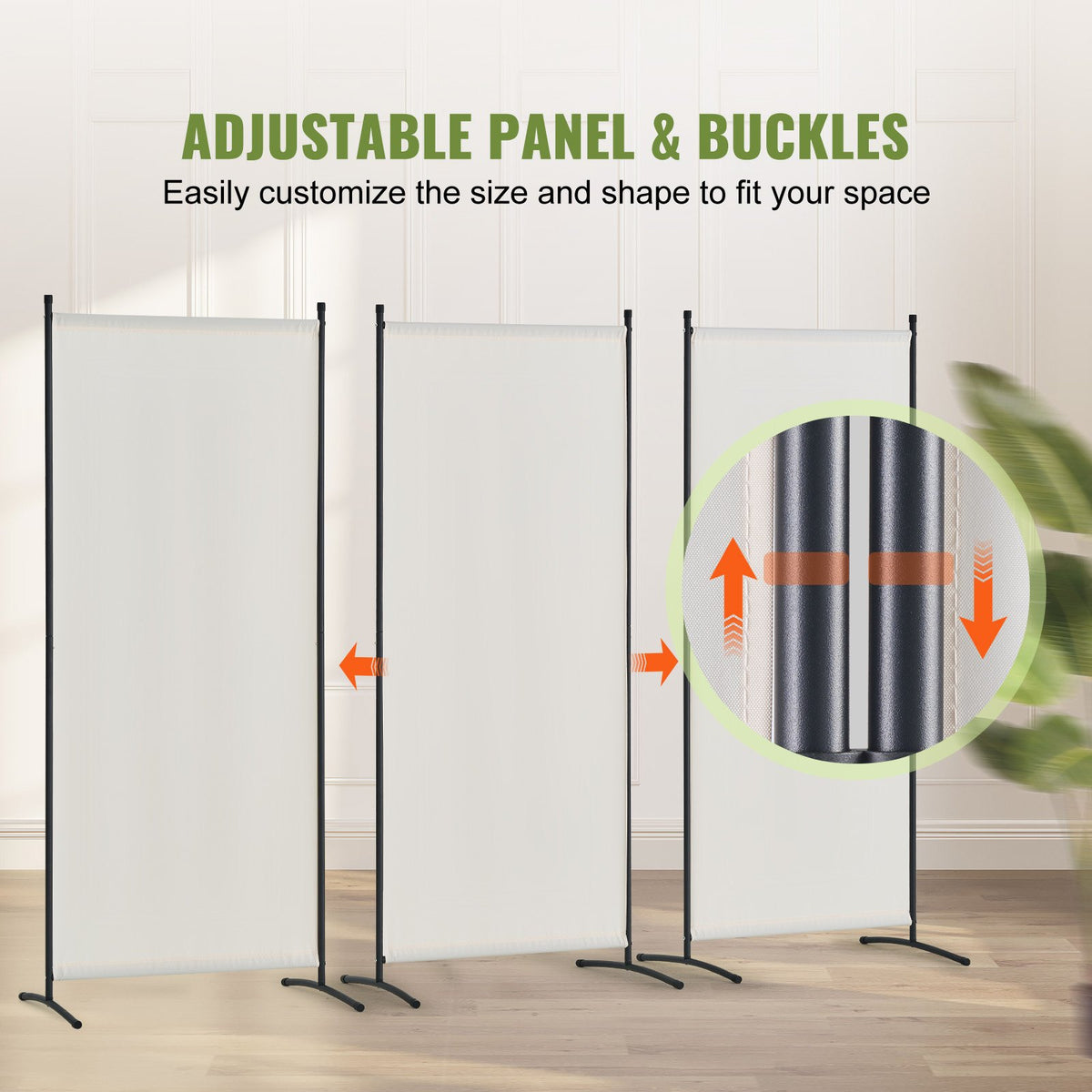 VEVOR Room Divider, 3 Panel Room Dividers and Folding Privacy Screens , Fabric Partition Room Dividers for Office, Bedroom, Dining Room, Study, Freestanding, White - BLPF102X71INBCGZXV0 - view 5