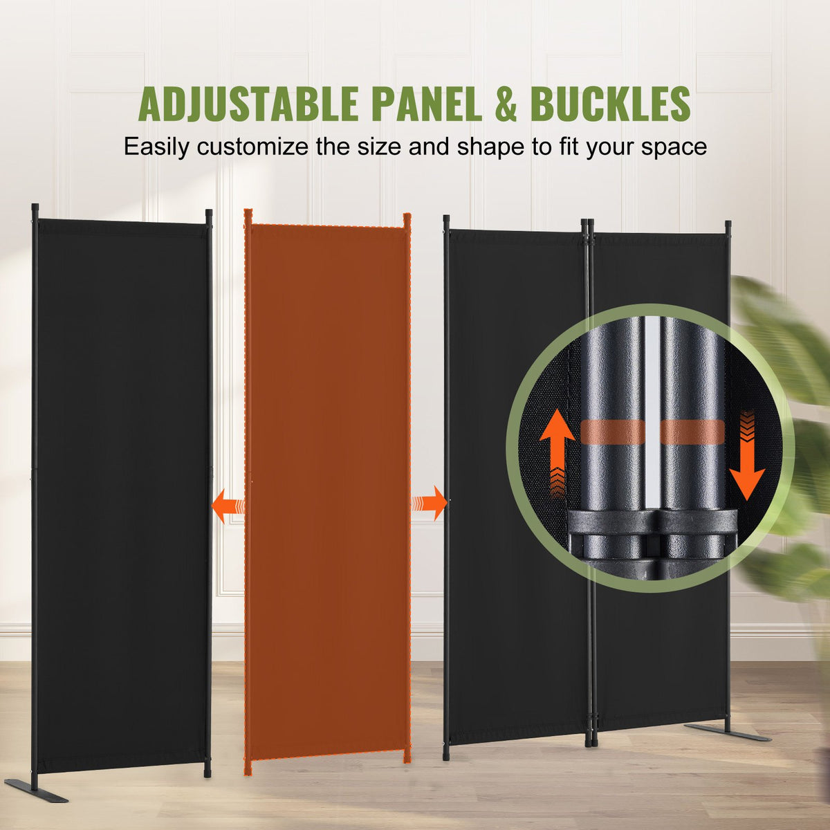 VEVOR Room Divider,  4 Panel Room Dividers and Folding Privacy Screens, Fabric Partition Room Dividers for Office, Bedroom, Dining Room, Study, Freestanding, Black - BLPF88675INC18JT8V0 - view 5