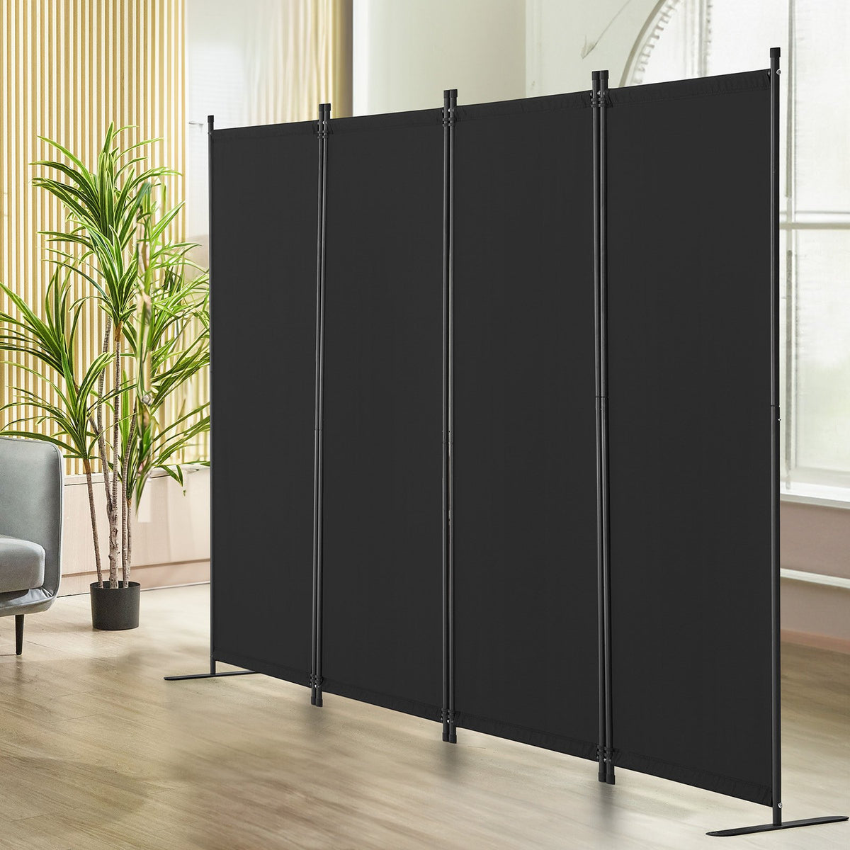 VEVOR Room Divider,  4 Panel Room Dividers and Folding Privacy Screens, Fabric Partition Room Dividers for Office, Bedroom, Dining Room, Study, Freestanding, Black - BLPF88675INC18JT8V0 - view 9