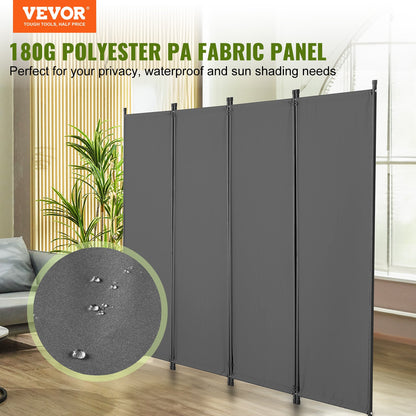 VEVOR Room Divider,  4 Panel Room Dividers and Folding Privacy Screens, Fabric Partition Room Dividers for Office, Bedroom, Dining Room, Study, Freestanding, Light Gray - BLPF88675INC7B9MGV0 - view 3