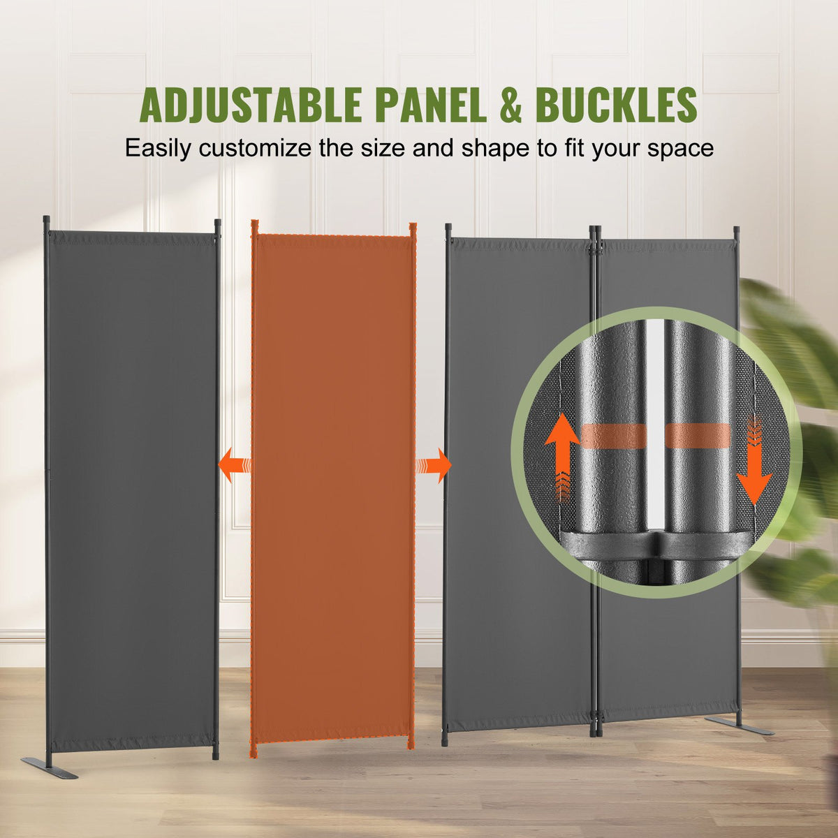 VEVOR Room Divider,  4 Panel Room Dividers and Folding Privacy Screens, Fabric Partition Room Dividers for Office, Bedroom, Dining Room, Study, Freestanding, Light Gray - BLPF88675INC7B9MGV0 - view 5