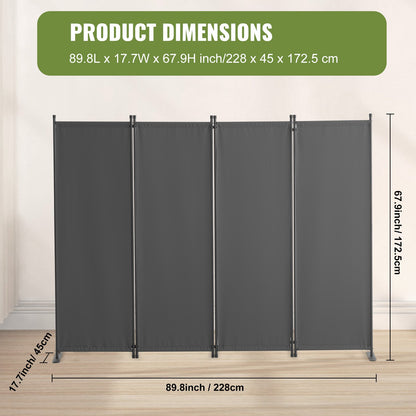 VEVOR Room Divider,  4 Panel Room Dividers and Folding Privacy Screens, Fabric Partition Room Dividers for Office, Bedroom, Dining Room, Study, Freestanding, Light Gray - BLPF88675INC7B9MGV0 - view 8