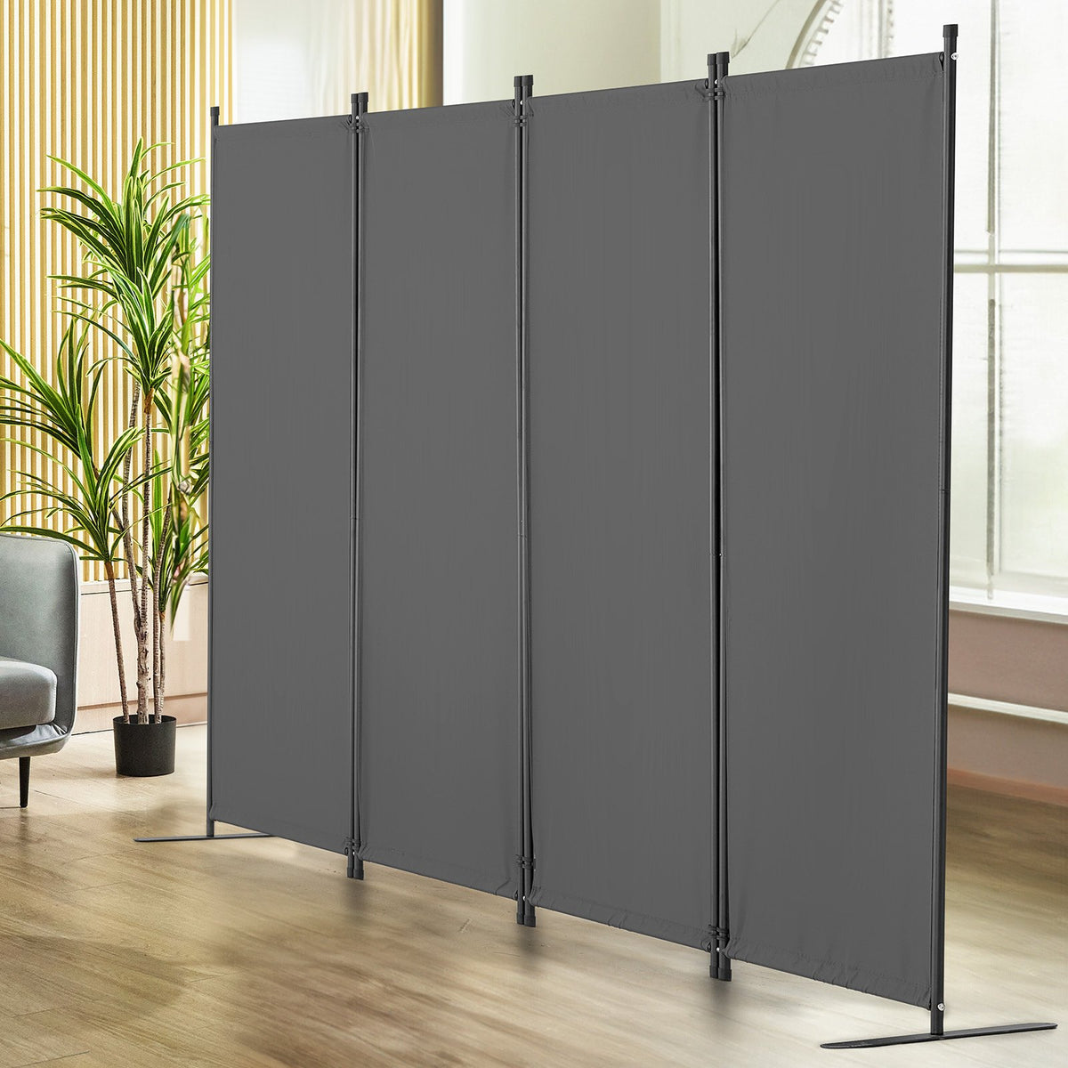 VEVOR Room Divider,  4 Panel Room Dividers and Folding Privacy Screens, Fabric Partition Room Dividers for Office, Bedroom, Dining Room, Study, Freestanding, Light Gray - BLPF88675INC7B9MGV0 - view 9
