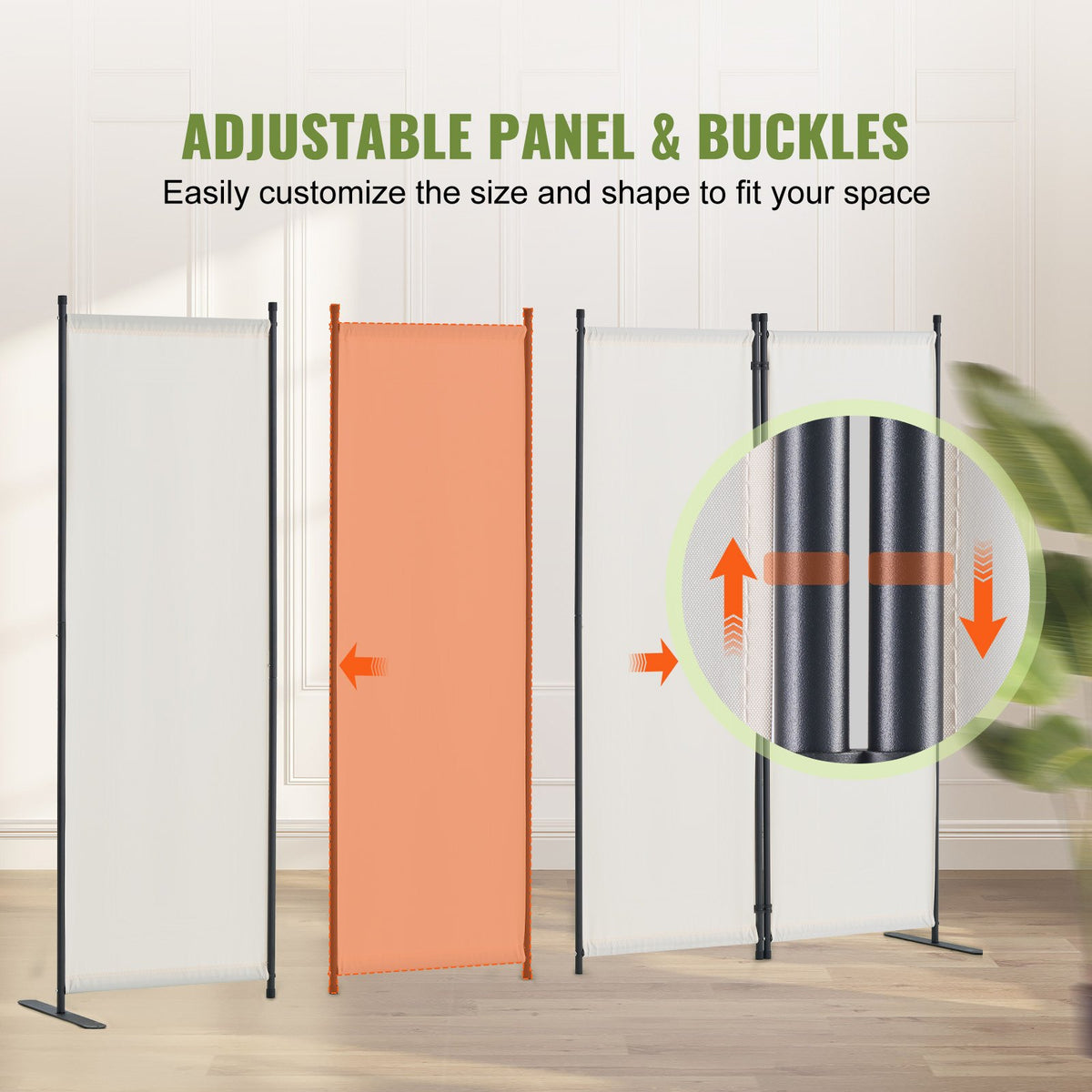 VEVOR Room Divider,  4 Panel Room Dividers and Folding Privacy Screens, Fabric Partition Room Dividers for Office, Bedroom, Dining Room, Study, Freestanding, White - BLPF88675INCUMP3OV0 - view 5