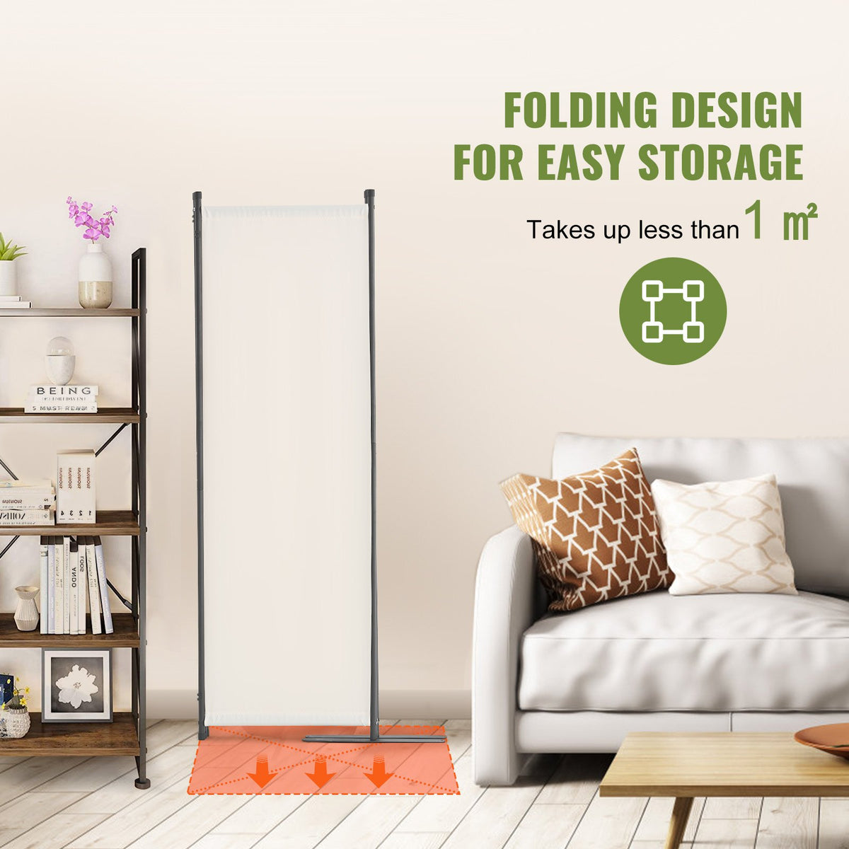 VEVOR Room Divider,  4 Panel Room Dividers and Folding Privacy Screens, Fabric Partition Room Dividers for Office, Bedroom, Dining Room, Study, Freestanding, White - BLPF88675INCUMP3OV0 - view 6