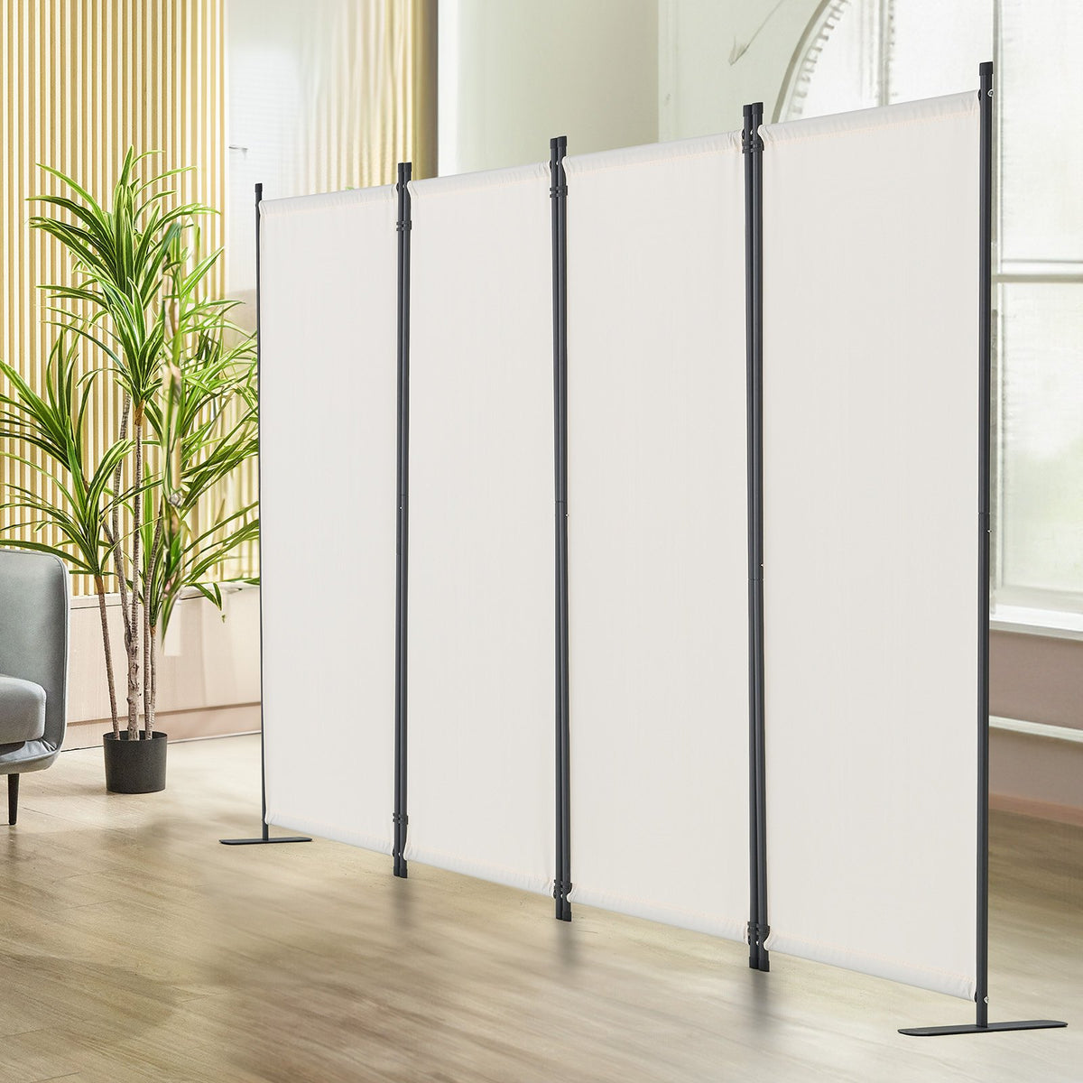 VEVOR Room Divider,  4 Panel Room Dividers and Folding Privacy Screens, Fabric Partition Room Dividers for Office, Bedroom, Dining Room, Study, Freestanding, White - BLPF88675INCUMP3OV0 - view 9