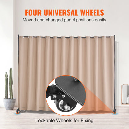 VEVOR Room Divider, Portable Panel Room Divider with Wheels Curtain Divider Stand, Freestanding Room Divider Privacy Screen for Office, Bedroom, Dining Room, Study, Brown - BLPF96120INCE5PIQV0 - view 5