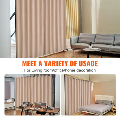 VEVOR Room Divider, Portable Panel Room Divider with Wheels Curtain Divider Stand, Freestanding Room Divider Privacy Screen for Office, Bedroom, Dining Room, Study, Brown - BLPF96120INCE5PIQV0 - view 7