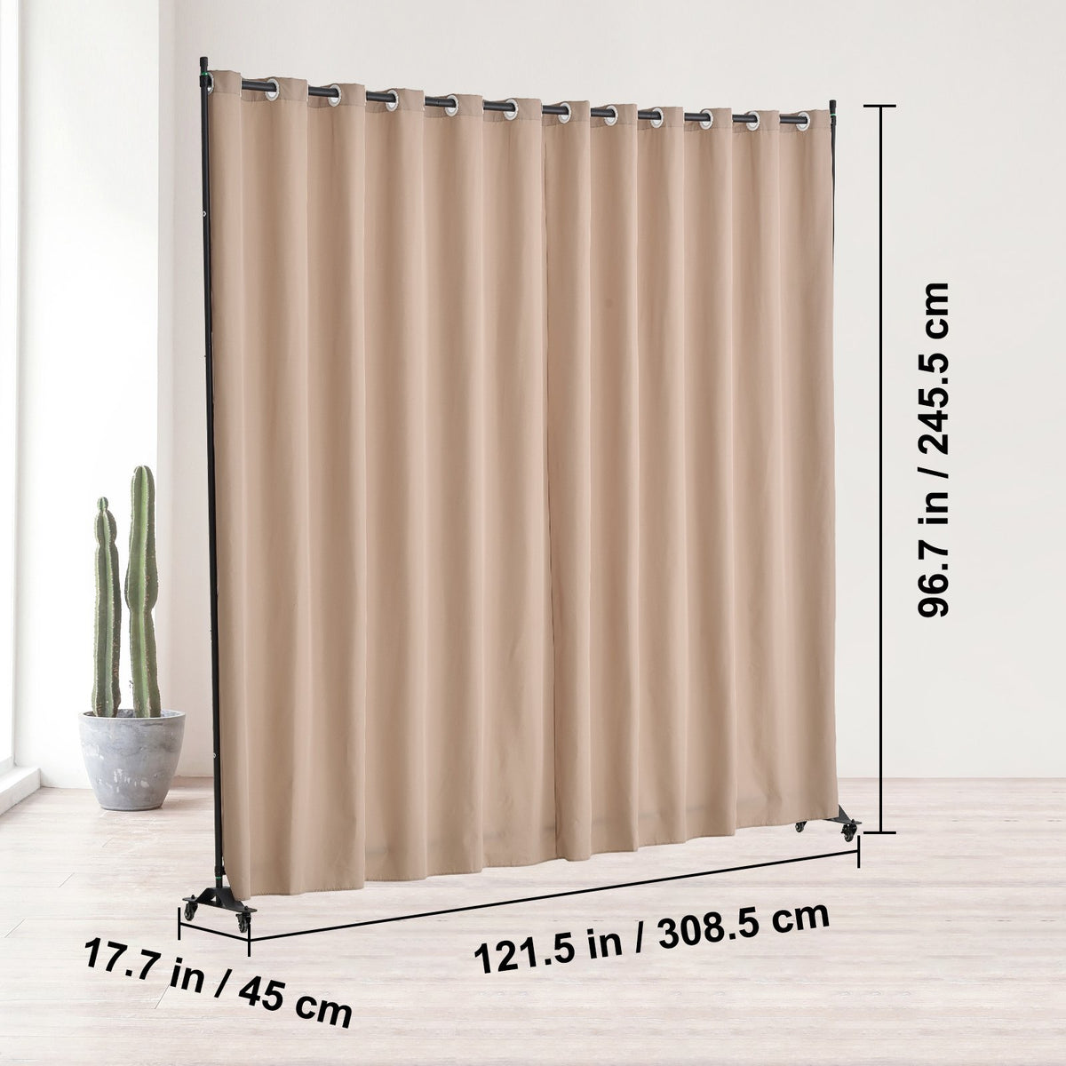 VEVOR Room Divider, Portable Panel Room Divider with Wheels Curtain Divider Stand, Freestanding Room Divider Privacy Screen for Office, Bedroom, Dining Room, Study, Brown - BLPF96120INCE5PIQV0 - view 8