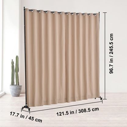 VEVOR Room Divider, Portable Panel Room Divider with Wheels Curtain Divider Stand, Freestanding Room Divider Privacy Screen for Office, Bedroom, Dining Room, Study, Brown - BLPF96120INCE5PIQV0 - view 8