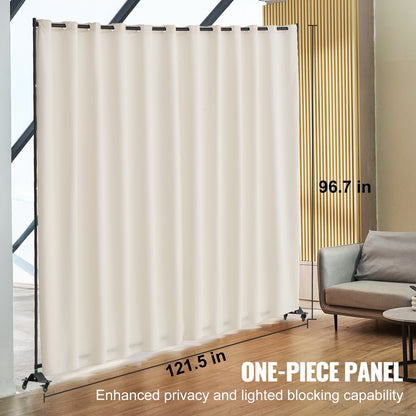 VEVOR Room Divider, Portable Panel Room Divider with Wheels Curtain Divider Stand, Freestanding Room Divider Privacy Screen for Office, Bedroom, Dining Room, Study, Beige - BLPF96120INCF33J1V0 - view 3