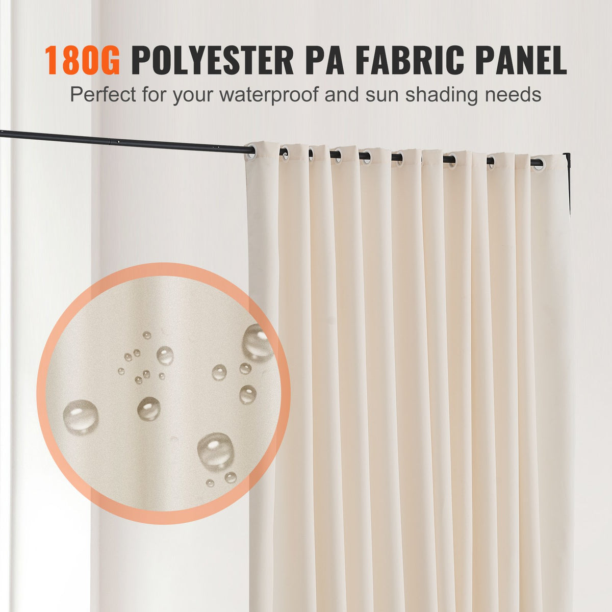 VEVOR Room Divider, Portable Panel Room Divider with Wheels Curtain Divider Stand, Freestanding Room Divider Privacy Screen for Office, Bedroom, Dining Room, Study, Beige - BLPF96120INCF33J1V0 - view 6