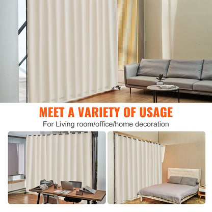 VEVOR Room Divider, Portable Panel Room Divider with Wheels Curtain Divider Stand, Freestanding Room Divider Privacy Screen for Office, Bedroom, Dining Room, Study, Beige - BLPF96120INCF33J1V0 - view 7