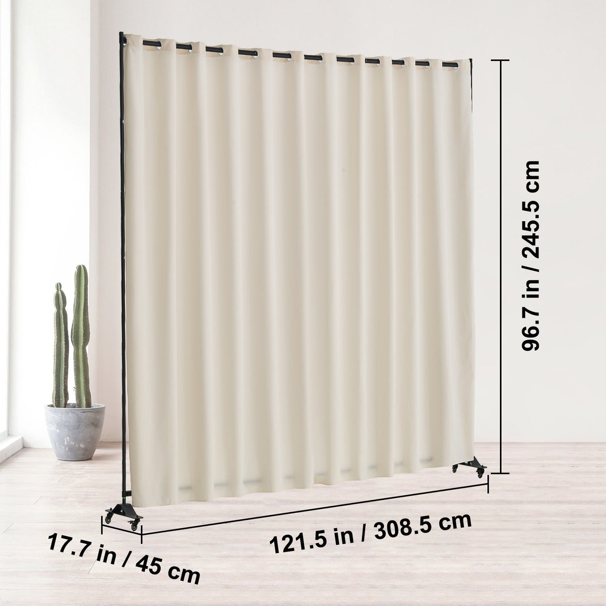 VEVOR Room Divider, Portable Panel Room Divider with Wheels Curtain Divider Stand, Freestanding Room Divider Privacy Screen for Office, Bedroom, Dining Room, Study, Beige - BLPF96120INCF33J1V0 - view 8
