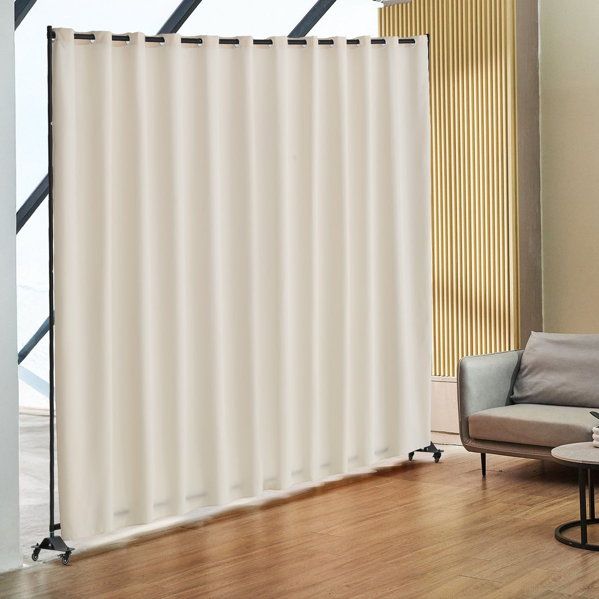 VEVOR Room Divider, Portable Panel Room Divider with Wheels Curtain Divider Stand, Freestanding Room Divider Privacy Screen for Office, Bedroom, Dining Room, Study, Beige - BLPF96120INCF33J1V0 - view 9