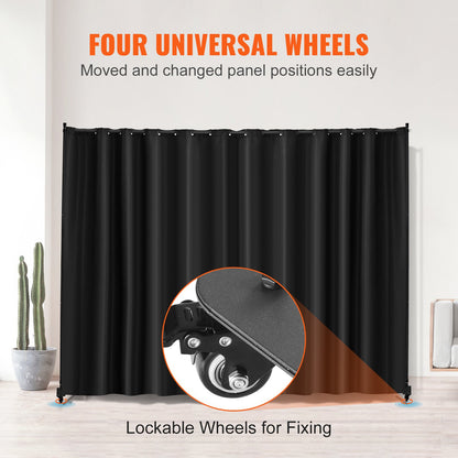 VEVOR Room Divider, Portable Panel Room Divider with Wheels Curtain Divider Stand, Freestanding Room Divider Privacy Screen for Office, Bedroom, Dining Room, Study, Black - BLPF96120INCYUPD6V0 - view 5