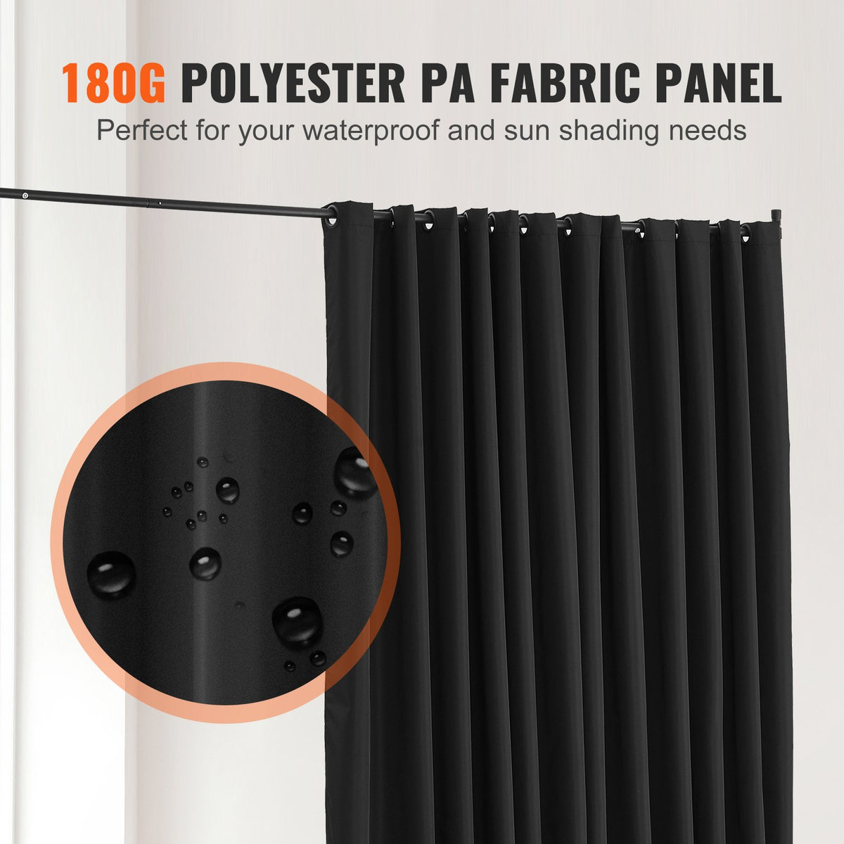 VEVOR Room Divider, Portable Panel Room Divider with Wheels Curtain Divider Stand, Freestanding Room Divider Privacy Screen for Office, Bedroom, Dining Room, Study, Black - BLPF96120INCYUPD6V0 - view 6