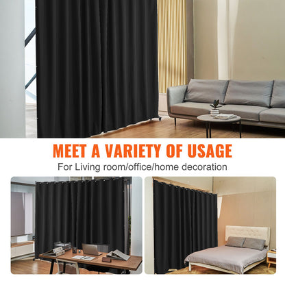 VEVOR Room Divider, Portable Panel Room Divider with Wheels Curtain Divider Stand, Freestanding Room Divider Privacy Screen for Office, Bedroom, Dining Room, Study, Black - BLPF96120INCYUPD6V0 - view 7