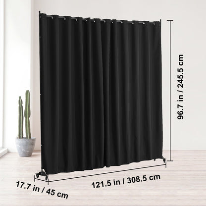 VEVOR Room Divider, Portable Panel Room Divider with Wheels Curtain Divider Stand, Freestanding Room Divider Privacy Screen for Office, Bedroom, Dining Room, Study, Black - BLPF96120INCYUPD6V0 - view 8