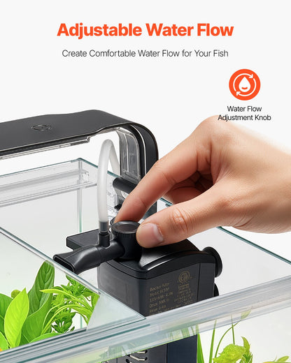 VEVOR Fish Tank Aquarium, 5 Gallon Square Ultra-Clear Glass Starter Smart Tank Adjustable 3 Color Lighting, Self Cleaning System Fishbowl for Freshwater & Saltwater Fish Home, Office, or Pet Use - BLSZXFX5GALJ6AV65V1 - view 5