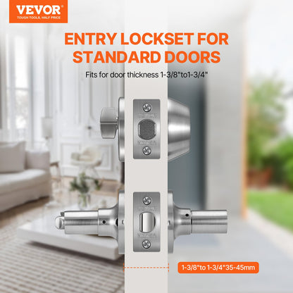 VEVOR Entry Door Locksets with Deadbolt, 5 Pack Satin Nickel Entry Lever and Single Cylinder Deadbolt, Keyed Alike Combo Pack, Fit for 1-3/8" to 1-3/4" Door Thickness, for Entrance and Front Door - BLXMSZHB5JT0AZTERV0 - view 3