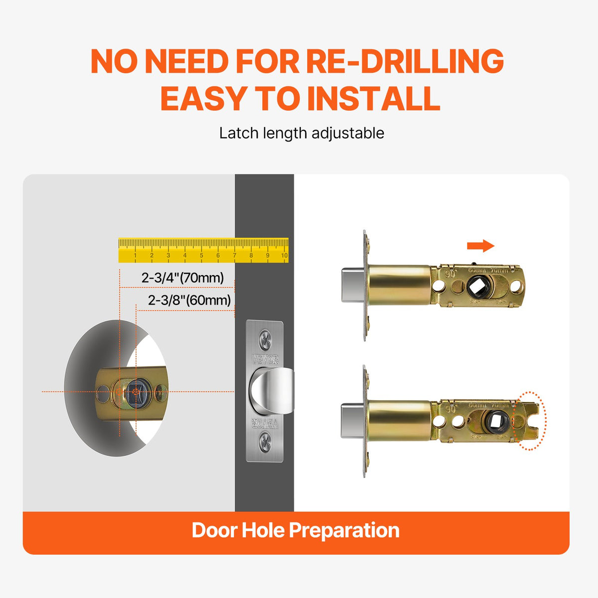 VEVOR Entry Door Locksets with Deadbolt, 5 Pack Satin Nickel Entry Lever and Single Cylinder Deadbolt, Keyed Alike Combo Pack, Fit for 1-3/8" to 1-3/4" Door Thickness, for Entrance and Front Door - BLXMSZHB5JT0AZTERV0 - view 4
