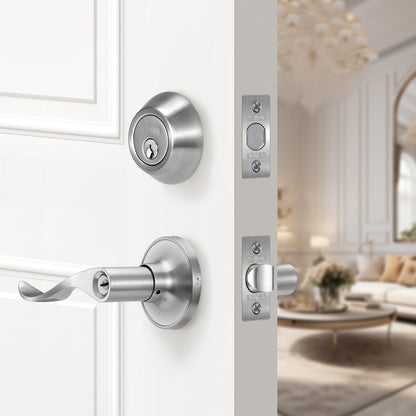 VEVOR Entry Door Locksets with Deadbolt, 5 Pack Satin Nickel Entry Lever and Single Cylinder Deadbolt, Keyed Alike Combo Pack, Fit for 1-3/8" to 1-3/4" Door Thickness, for Entrance and Front Door - BLXMSZHB5JT0AZTERV0 - view 9