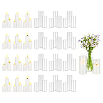 VEVOR Pillar Candles and Glass Vases Set 72 Pcs, Clear Cylinder Hurricane Candle Holders for Wedding Centerpieces, Tall Vase for Table Decor, Wedding Party, Thanksgiving,White (2.56" x 4.7",5.9",7.9") - BLYZHPLZTZHPJYTG1001V0 - view 2
