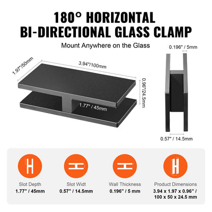 VEVOR Glass Clamp, 4 PCS Rectangle Glass Railing Bracket for 0.31 "-0.47 " Tempered Glass, 304 Stainless Steel Glass Mounting Clamp, 0.2” Thick Glass Shelf Bracket for Balcony, Garden, Pool, Stair - BLZJHSZFX4PCO6SWDV0 - view 6