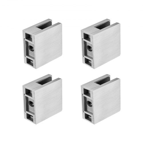 VEVOR Glass Clamp, 4 PCS Square Glass Railing Bracket for 0.31 "-0.47 " Tempered Glass, 304 Stainless Steel Glass Mounting Clamp, Glass Shelf Bracket for Balcony, Garden, Pool, Stair, Silver - BLZJYSFX4PCSB3QG6V0 - view 2